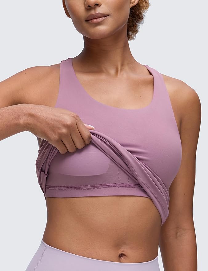 CRZ YOGA Butterluxe Workout Racerback Tank Tops for Women - Padded Athletic Spandex Yoga Shirts with Built in Bra