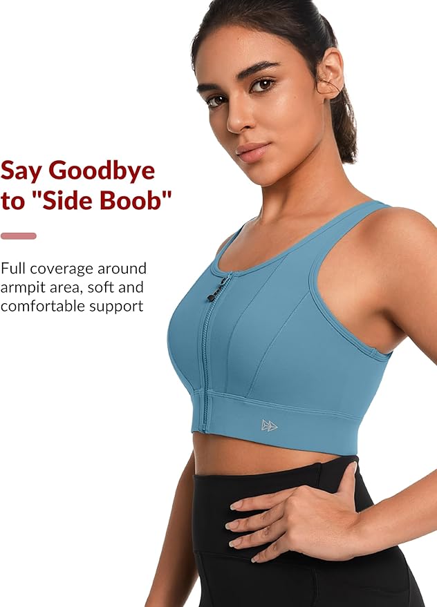 Yvette Front Closure Sports Bras for Women High Support Large Bust Supportive Sports Bra High Impact for Running