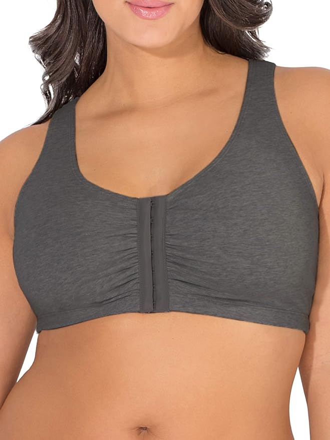 Fruit of the Loom Women's 96014PK Comfort Cotton Blend Front Close Sports Bra 2 Pack