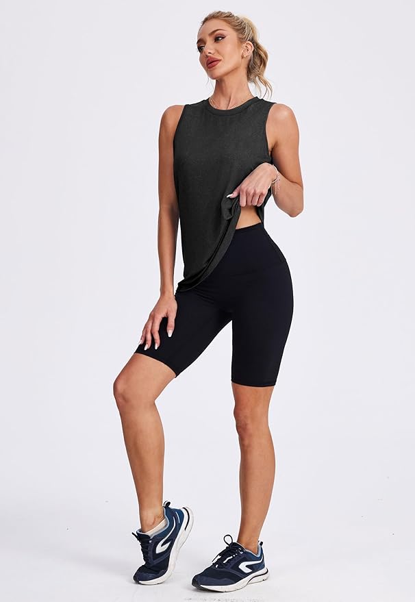 Womens Workout Tank Tops Lightweight Sleeveless Shirts for Women Loose Fit Tops for Athletic Running Tennis Yoga