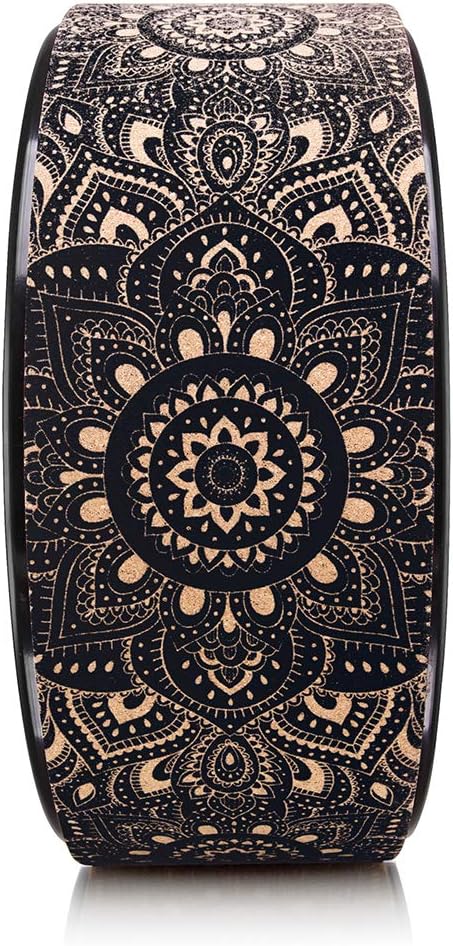 YOGA DESIGN LAB | THE YOGA WHEEL | Eco Printed, Extra Strength, Padded, Dharma Exercise Wheel | Designed in Bali | Enhance Your Postures and Stretch Deeper (Mandala Black,)