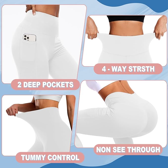 FULLSOFT Buttery Soft Leggings for Women - High Waisted Tummy Control No See Through Workout Yoga Cycling Tights Pants