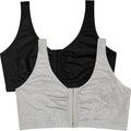 Fruit of the Loom Women's 96014PK Comfort Cotton Blend Front Close Sports Bra 2 Pack