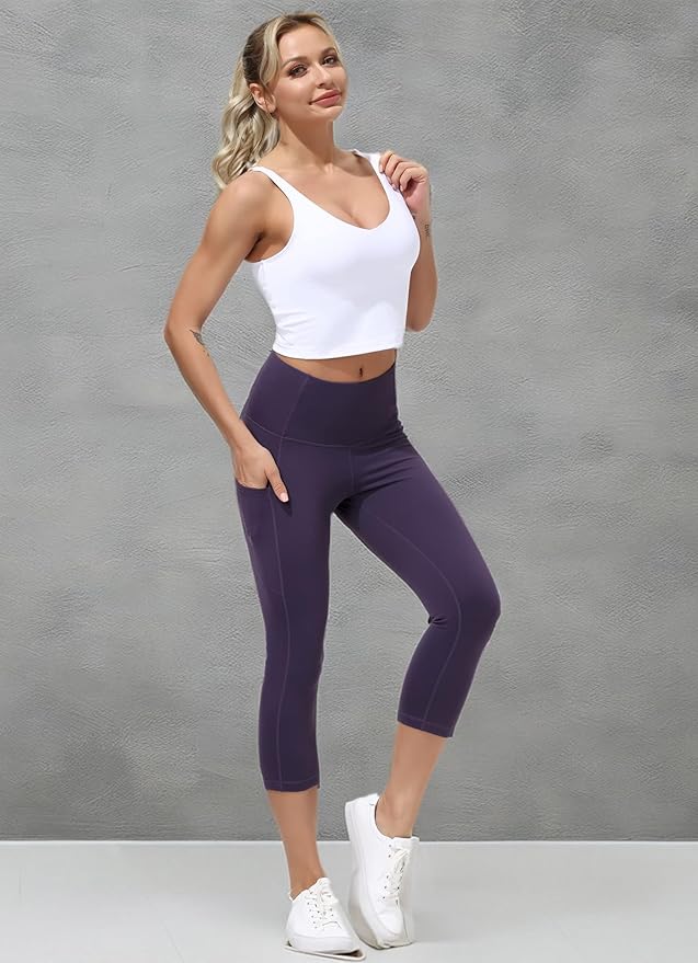 Dragon Fit High Waist Yoga Leggings with 3 Pockets,Tummy Control Workout Running 4 Way Stretch Yoga Pants