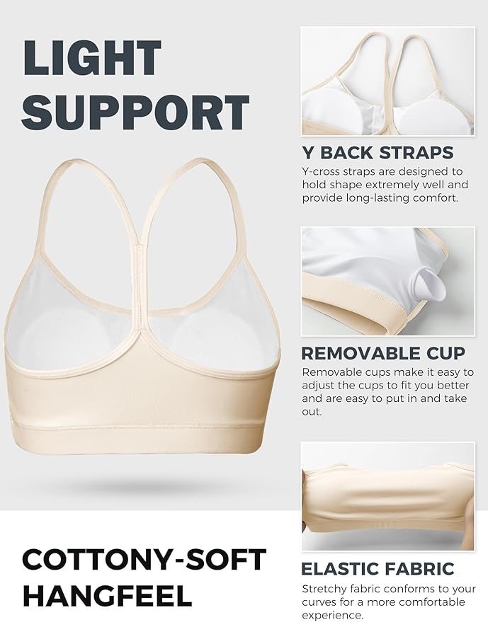 Buauty Sports Bra for Women, Y Back Light Support Workout Bra with Removable Pads for Yoga Pilates Gym