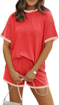 MARZXIN Women 2 Piece Shorts Set 2026 Casual Summer Cruise Outfits Ribbed Loose Short Sleeve Pocket Matching Lounge Sets