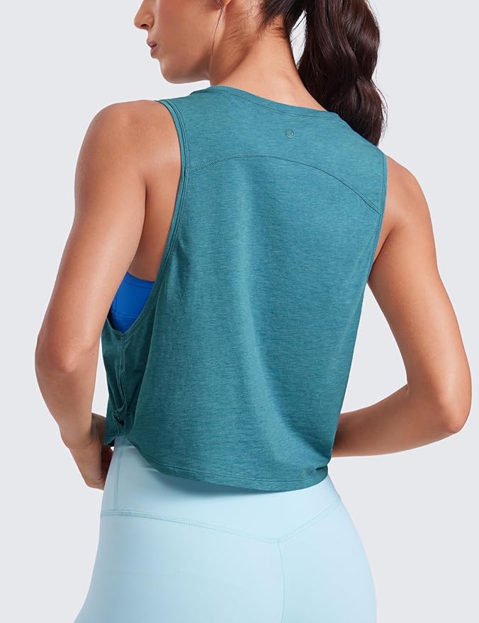CRZ YOGA Pima Cotton Large Armhole Tank Tops for Women - Workout Sport Athletic Yoga Running Gym Loose Crop Sleeveless Shirts