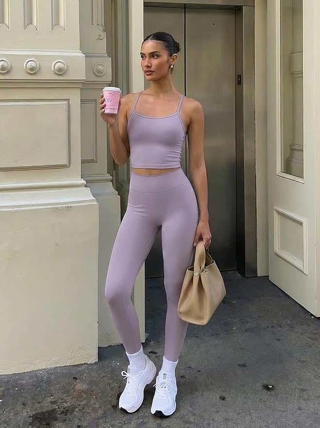 Matching Workout Sets for Women,Breathable Sport Bras & Seamless Leggings,2 Piece ActiveWear Outfits for Pilates/Gym/Athletic