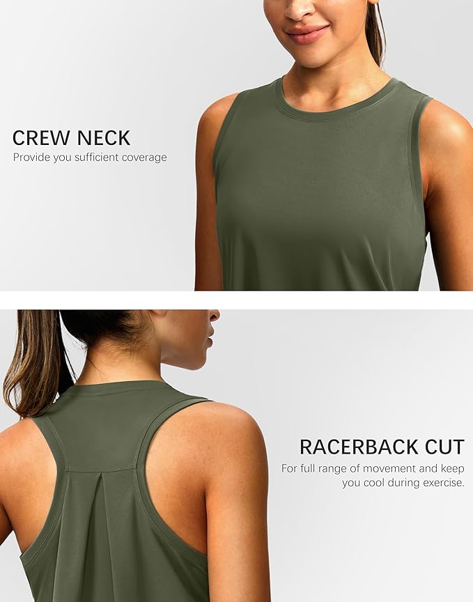Women's Workout Tops Racerback Athletic Tank Tops Sleeveless Loose Fit Yoga Running Gym Shirts for Women