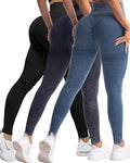 CHRLEISURE Workout Leggings Sets for Women, Gym Scrunch Butt Butt Lifting Seamless Leggings 3 Piece