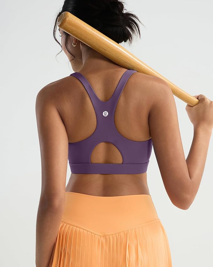 RUNNING GIRL Sports Bras for Women High Support,Racerback High Impact Grey Sports Bra Moulded Cup Workout Bra Push up
