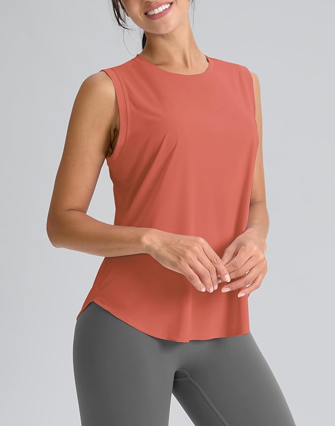 SANTINY Women's Sleeveless Workout Tops Breathable Lightweight Active Tennis Yoga Shirts Athletic Running Tank Tops for Women