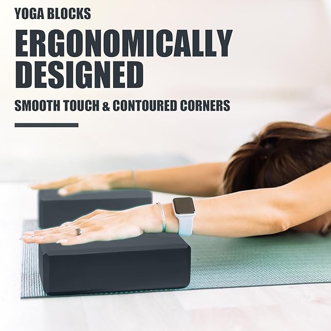 2 Pcs Yoga Blocks, 9"x6"x3" Foam Blocks Yoga Props for Pilates Stretching and Meditation Exercise Blocks Lightweight Yoga Essentials