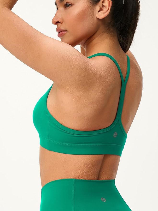 Womens Y Back Padded Sports Bra Strappy U Neck Butter Soft Low Impact Workout Bras Yoga Pilates Walking