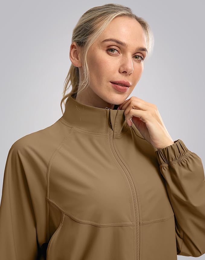 Soothfeel Women's Athletic workout Jacket Lightweight UPF 50+ Long Sleeve Sun Protection Shirts Zip Up Cropped Hiking Tops