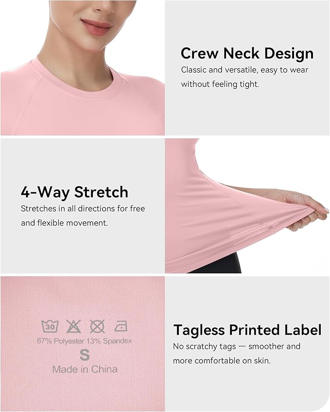 Runhit Compression Shirt Women Short Sleeve Workout Tops Athletic Gym Moisture Wicking T-Shirt Running Yoga Base Layer