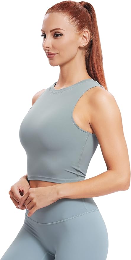 Natural Feelings Nudi Sports Bras for Women Removable Padded Yoga Tank Tops Sleeveless Fitness Workout Crop Tops
