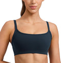 CRZ YOGA Butterlift Double Lined Scoop Neck Sports Bras for Women - Spaghetti Straps U Back Yoga Top Non Padded