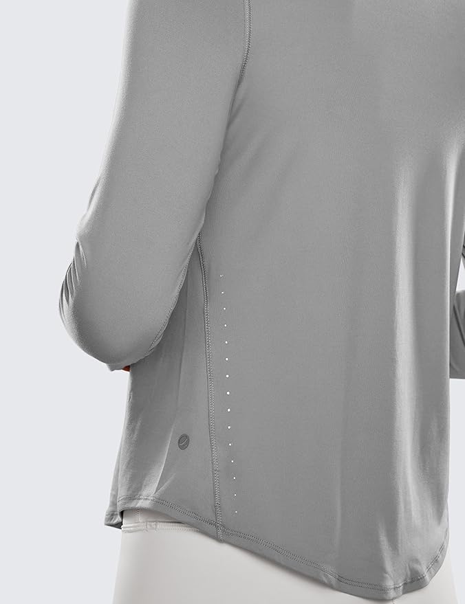 CRZ YOGA Lightweight Workout Long Sleeve Shirts for Women - Gym Running Fall Athletic Training T-Shirts High Neck Tops