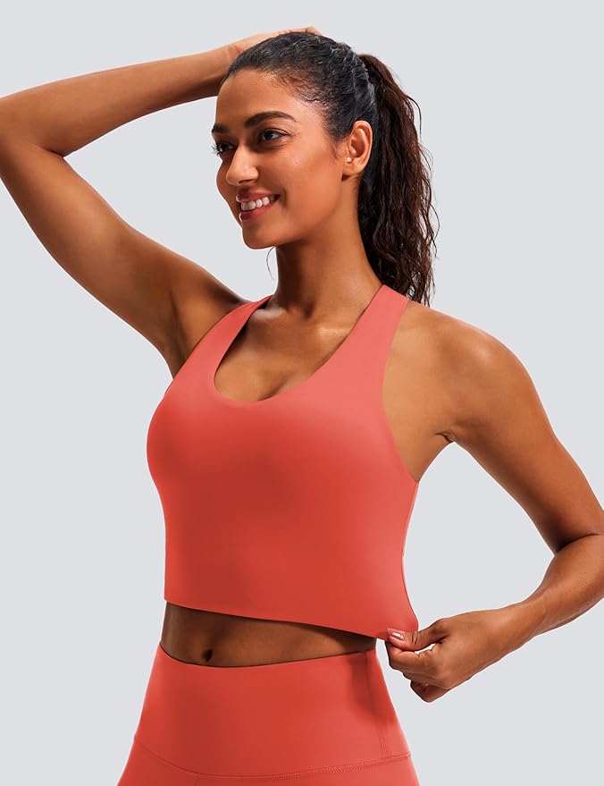 Sports Bras for Women Criss-Cross Back Padded Workout Tank Tops Medium Support Crop Tops for Women