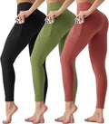 3 Pack Leggings with Pockets for Women,Butt Lift High Waisted Tummy Control Workout Yoga Pants Reg & Plus Size