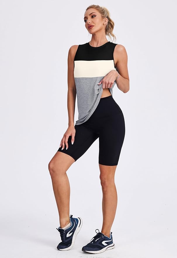 Womens Workout Tank Tops Lightweight Sleeveless Shirts for Women Loose Fit Tops for Athletic Running Tennis Yoga