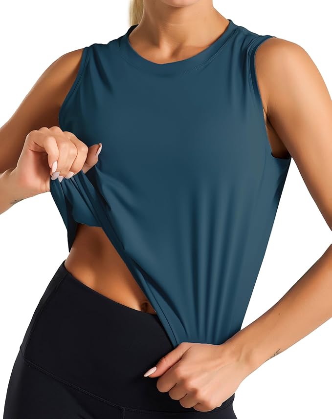 Dragon Fit Womens Ice Silk Workout Tank Tops Sleeveless Cropped Yoga Shirt for Running Gym Summer