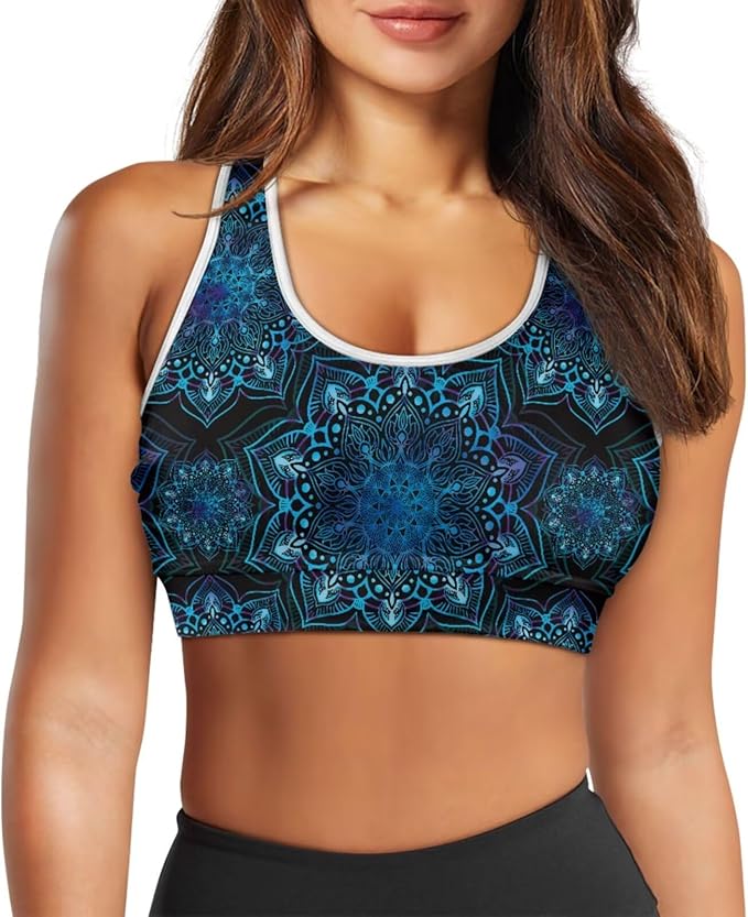 4 Piece Gym Sets Women Racerback Sports Bra with Back Pocket, Matching Flare Yoga Pants And Sweatband