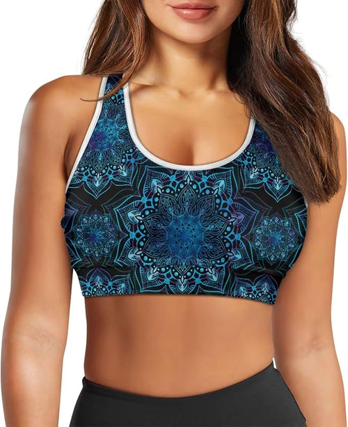 4 Piece Gym Sets Women Racerback Sports Bra with Back Pocket, Matching Flare Yoga Pants And Sweatband