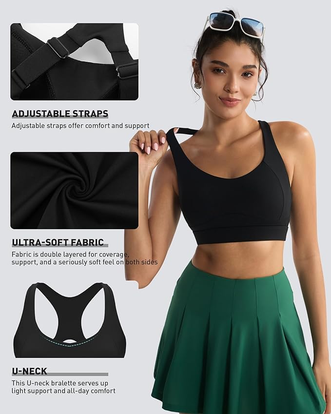 RUNNING GIRL High Impact Sports Bras for Women,Racerback Running Bra Workout Crop Tank Tops Longline Sports Bra Push up