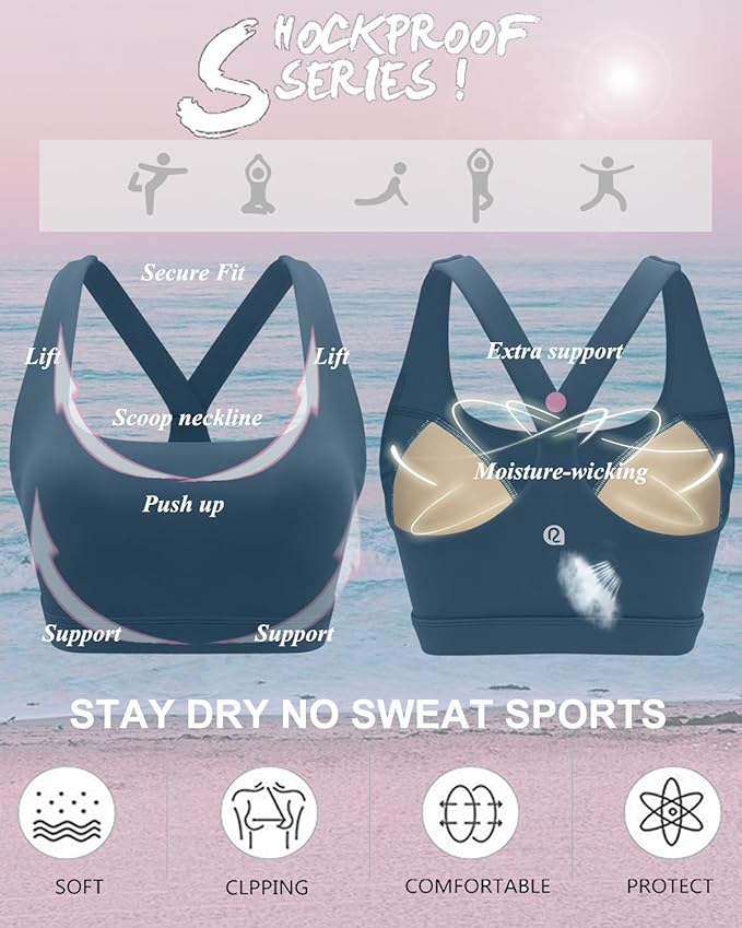 RUNNING GIRL Sports Bras for Women, Molded Cup High Impact Sports Bra Workout Bras for Women High Support Racerback