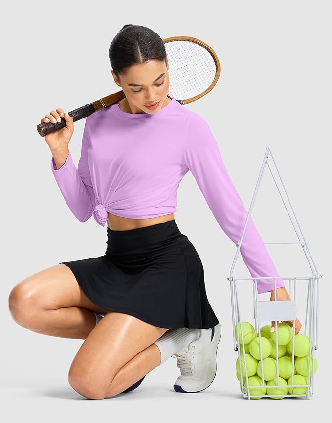SANTINY Lightweight Long Sleeve Workout Tops for Women Breathable Gym Yoga Athletic Running Hiking Top UPF 50+ Sun Shirts