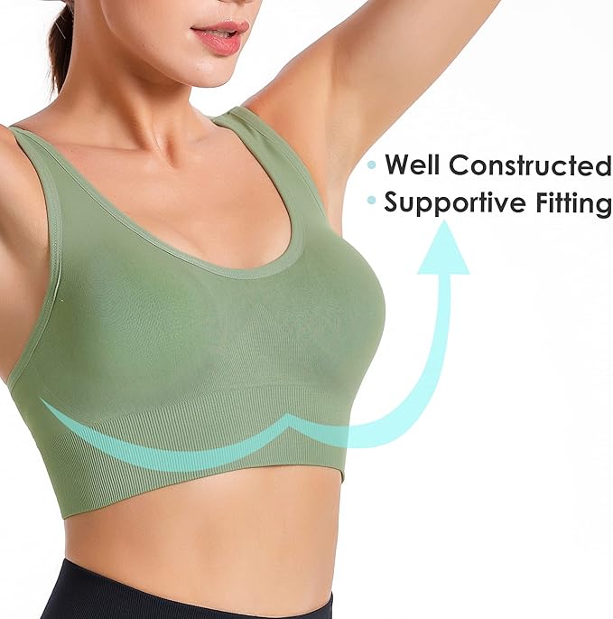 Evercute Sports Bras for Women Padded Medium Support Criss Cross Strappy Bra Seamless High Impact Yoga Exercise Athletic Bras