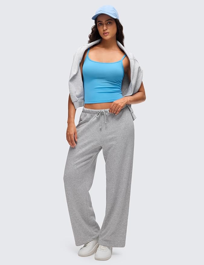 CRZ YOGA Butterluxe Double Lined Cami Tank Tops for Women - Yoga Casual Going Out Soft Scoop Neck Summer Sleeveless Shirt