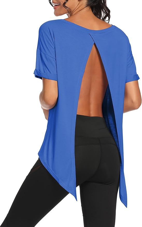 Bestisun Workout Tank Tops Open Back Yoga Exercise Shirts Tie Back Athletic Clothes for Women
