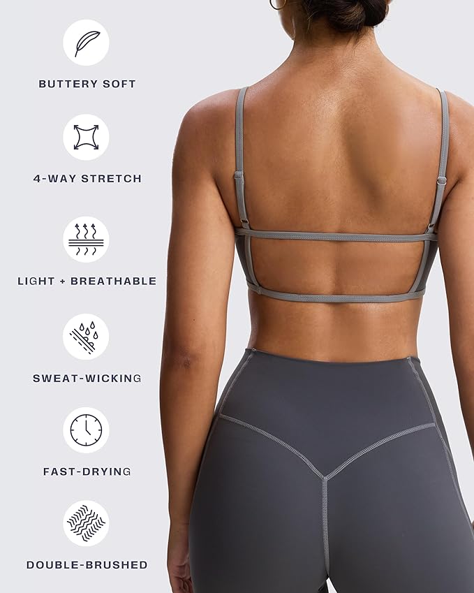 Aoxjox Women's Color Block Workout Sports Bras Fitness Lexi Lined Strappy Bra Athletic Yoga Crop Tank