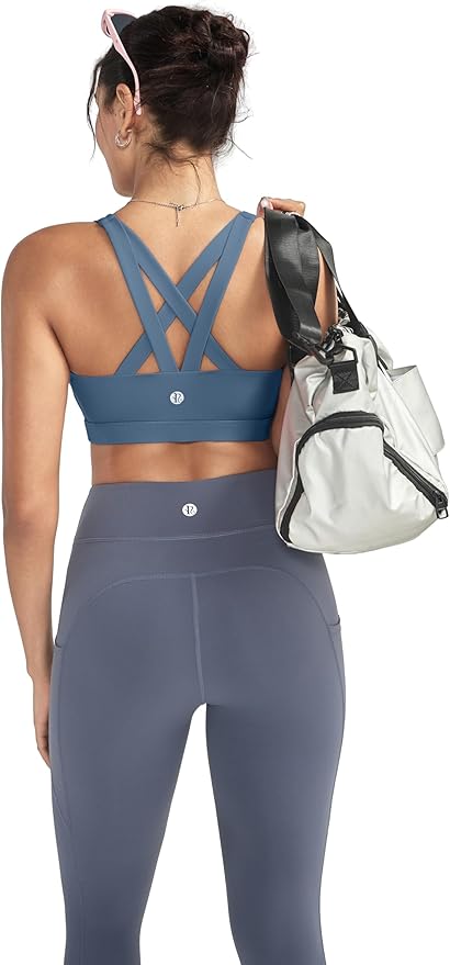 RUNNING GIRL Sports Bras for Women,Padded Strappy Sports Bras Criss-Cross Back Medium Support Sports Bras with Removable Cups