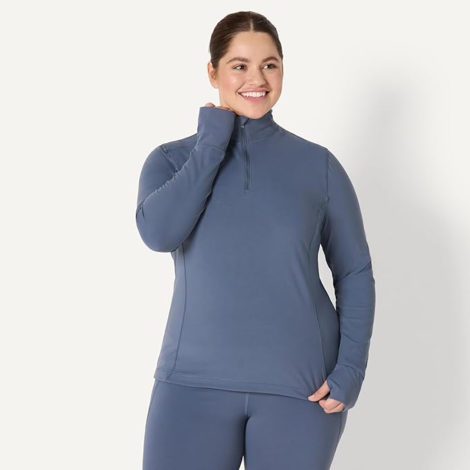 Amazon Essentials Women's Active FormFlex Buttery Soft Slim Fit Quarter Zip Long Sleeve Pullover Jacket