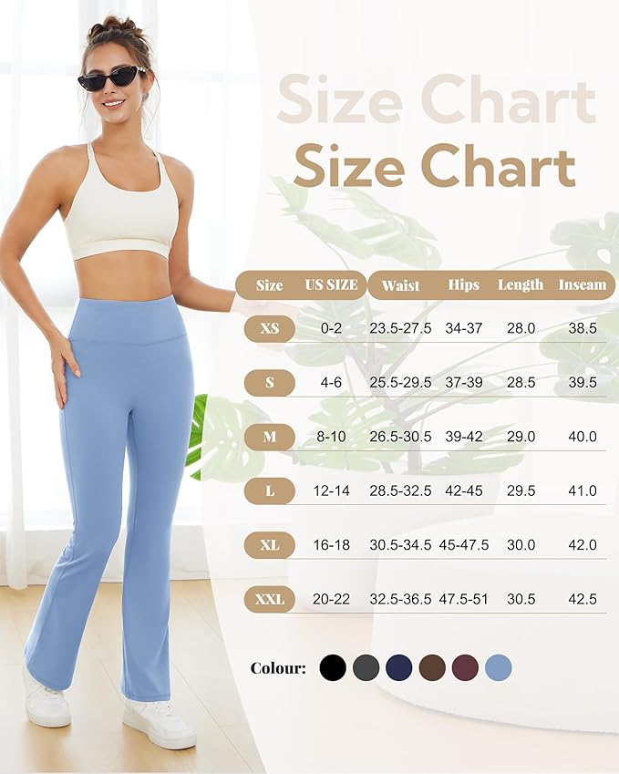 Yoga Pants for Women High Waisted Flare Leggings Bell Bottom Leggings Front Seamless Flared Workout Pants Tummy Control