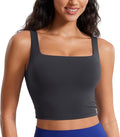 CRZ YOGA Butterluxe Square Neck Crop Tank Tops for Women - Workout Longline Sports Bras Padded Yoga Camisole