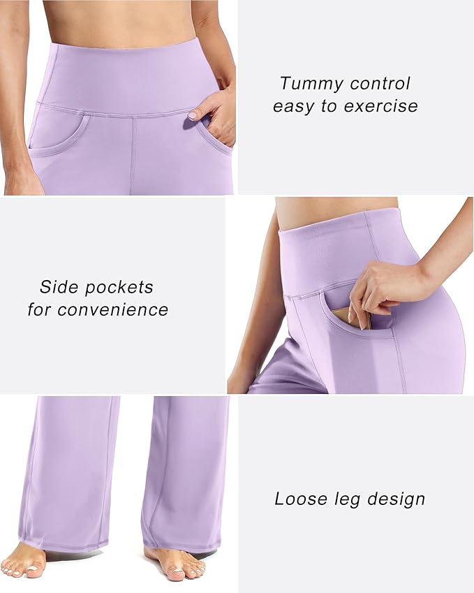 Promover Wide Leg Pants Woman Yoga Pants with Pockets Stretch Loose Casual Lounge Sweatpants Petite/Regular/Tall