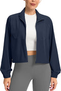 Soothfeel Women's Athletic workout Jacket Lightweight UPF 50+ Long Sleeve Sun Protection Shirts Zip Up Cropped Hiking Tops