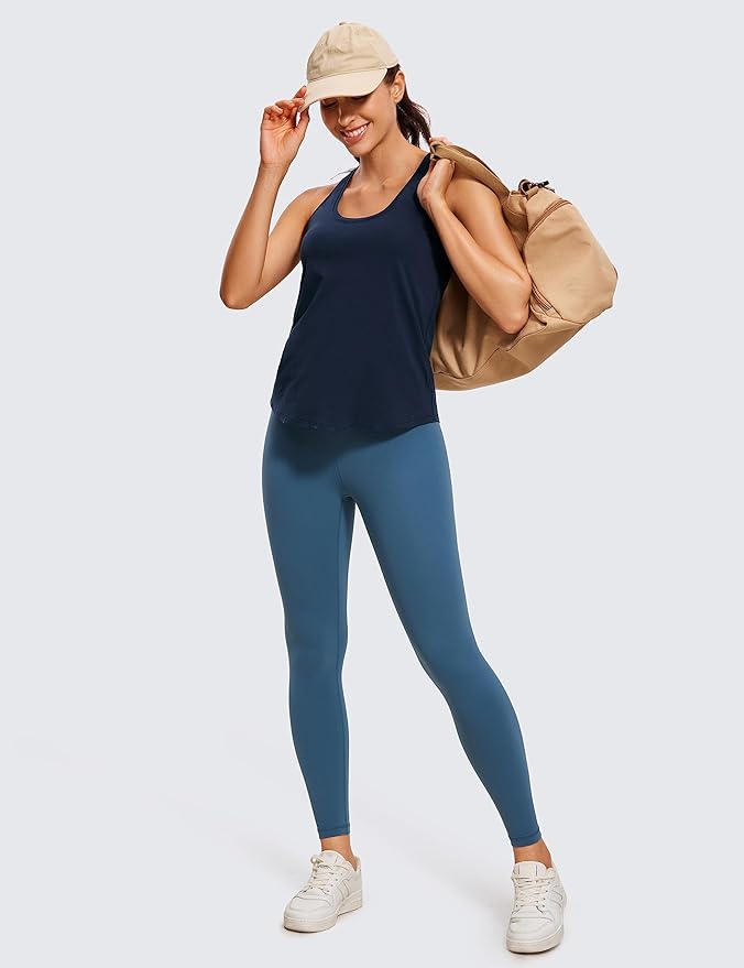 CRZ YOGA Pima Cotton Racerback Tank Tops for Women - Workout Athletic Casual Soft Scoop Neck Sleeveless Shirts