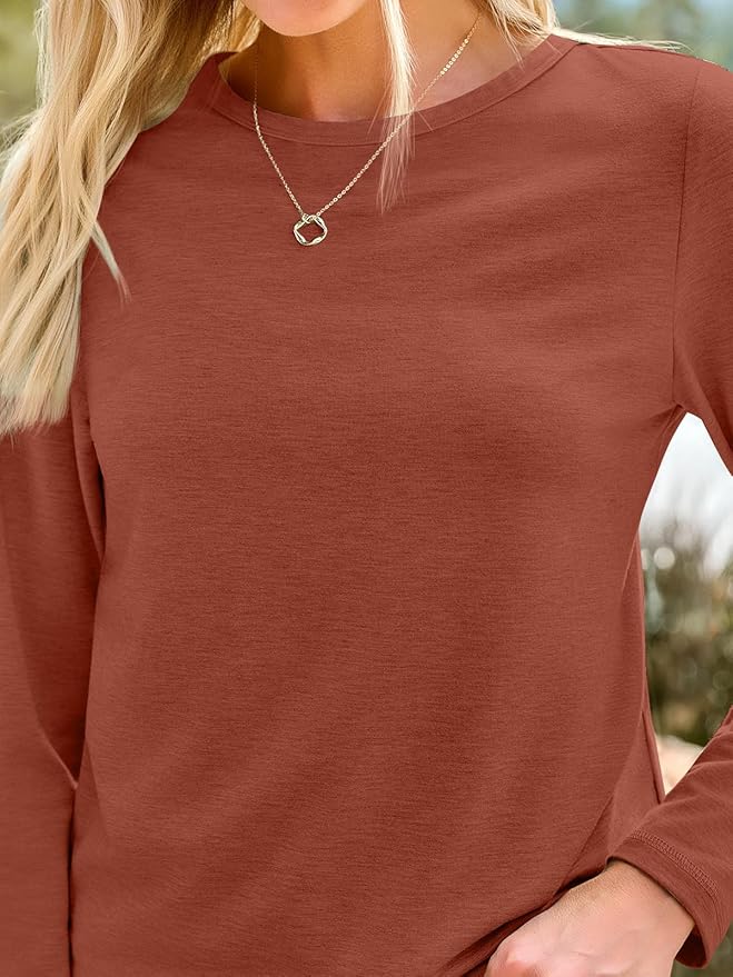 AUTOMET Women‘s Basic Long Sleeve Crewneck, Plus Size Winter & Spring Top, Casual Fall Tee for Teacher & Everyday Outfits