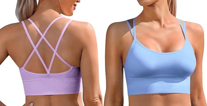 Sykooria 3 Pack Strappy Sports Bra for Women Sexy Crisscross for Yoga Running Athletic Gym Workout Fitness Tank Tops
