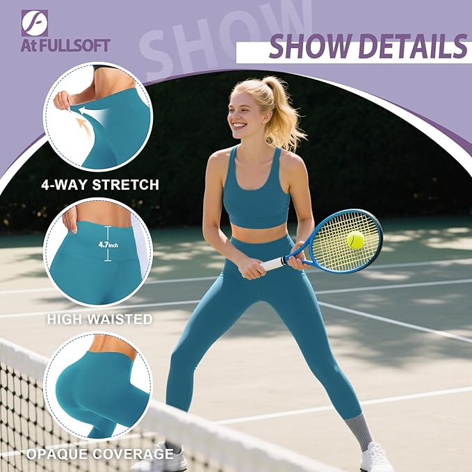 FULLSOFT Buttery Soft Leggings for Women - High Waisted Tummy Control No See Through Workout Yoga Cycling Tights Pants