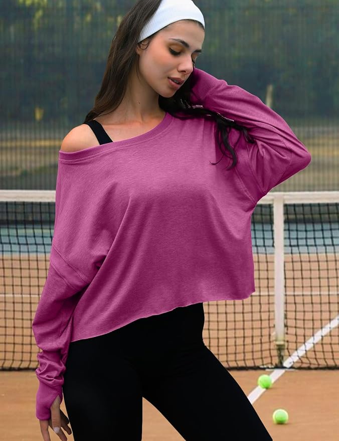 UNIANKIYA Open Back Workout Tops for Women Long Sleeve Cropped Athletic Clothes Gym Running Yoga Low Impact Sports T Shirts