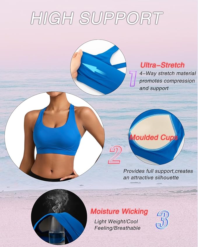 RUNNING GIRL Sports Bras for Women, Molded Cup High Impact Sports Bra Workout Bras for Women High Support Racerback