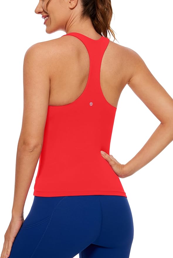CRZ YOGA Butterluxe Workout Racerback Tank Tops for Women - Padded Athletic Spandex Yoga Shirts with Built in Bra