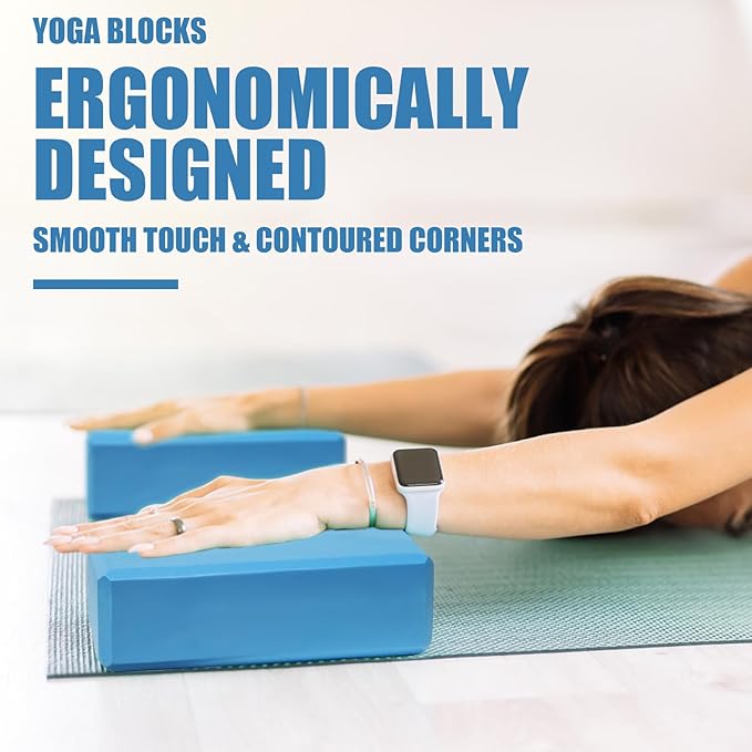 2 Pcs Yoga Blocks, 9"x6"x3" Foam Blocks Yoga Props for Pilates Stretching and Meditation Exercise Blocks Lightweight Yoga Essentials